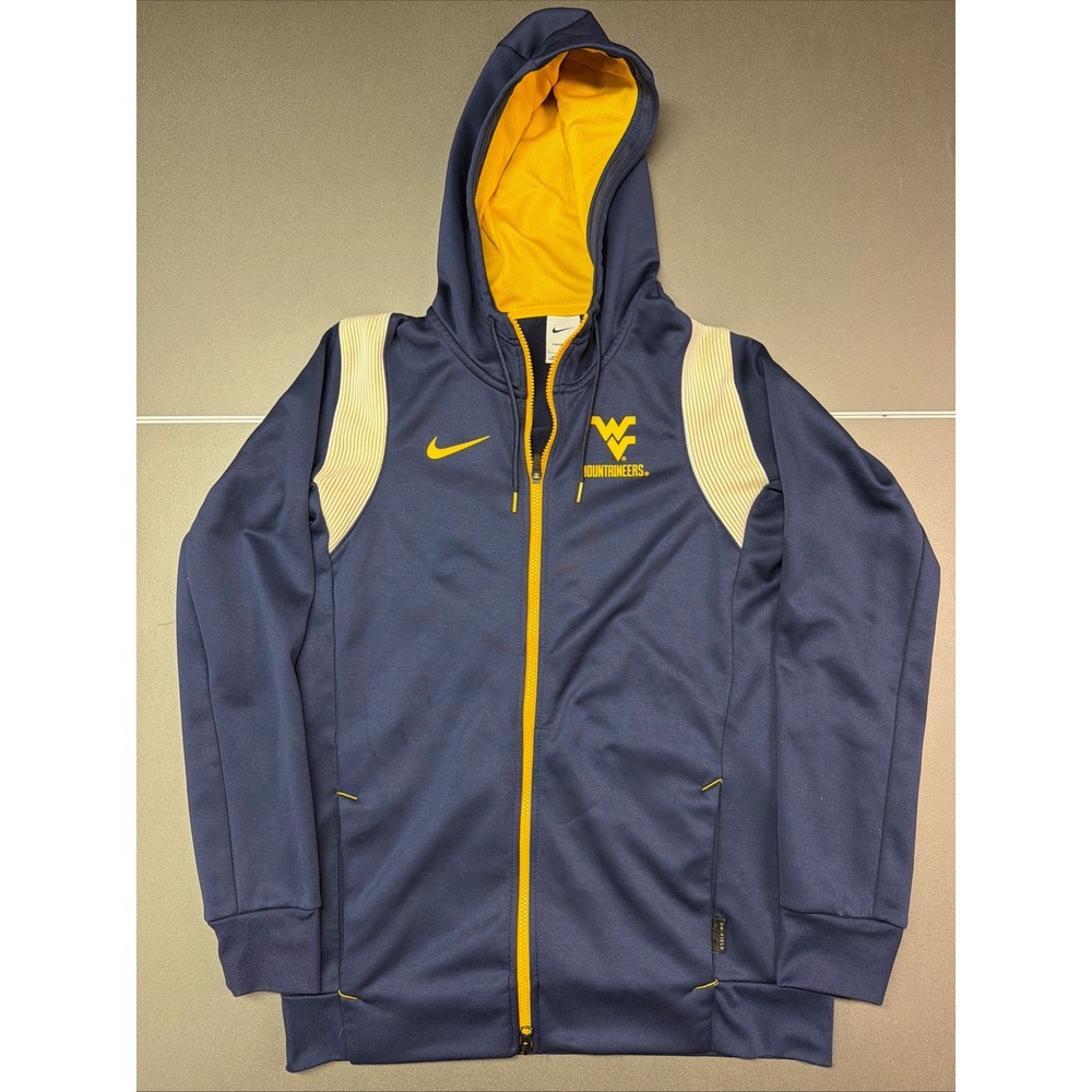 Nike‎ West Virginia Mountaineers Therma-FIT Full Zip Hoodie Navy Blue Mens Small
